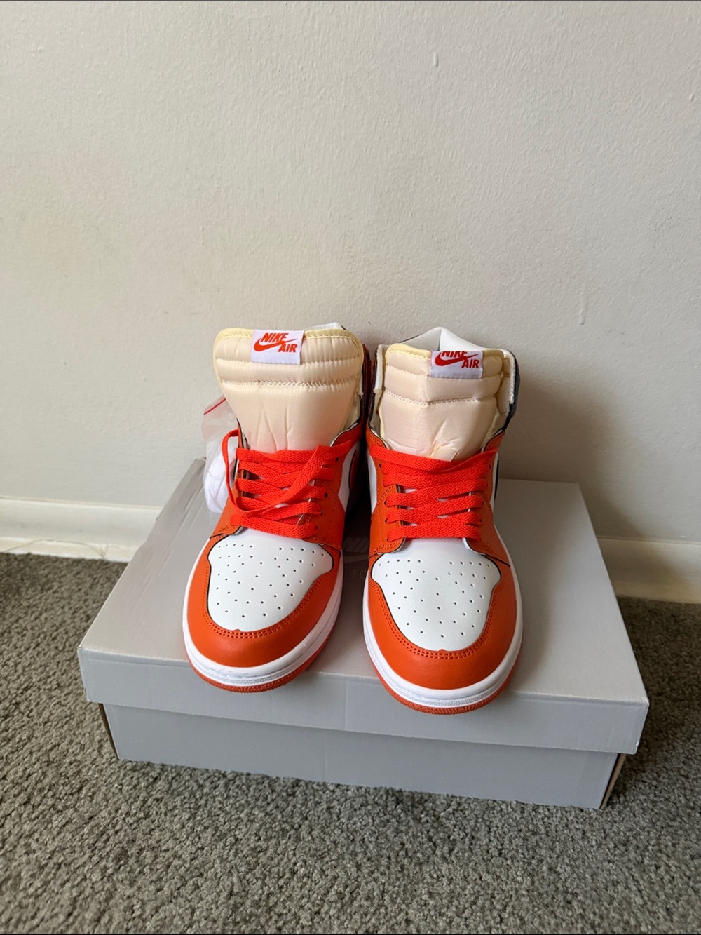 Women's High-Top Sneakers in Orange and White